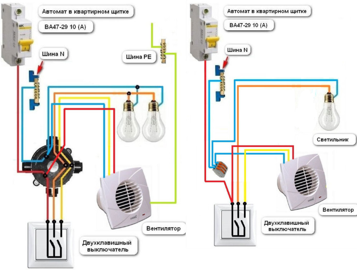 Подключаем вытяжку в ванную через выключатель правильно, рассматриваем  ошибки и схемы | Энергофиксик | Дзен