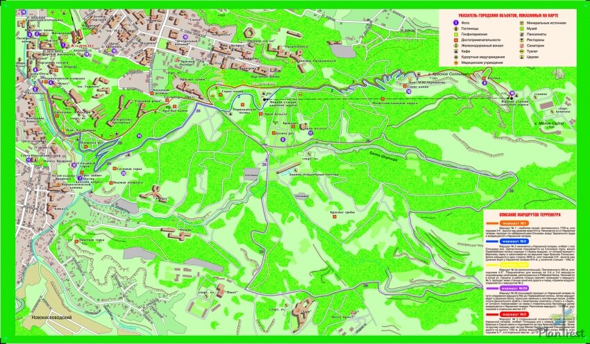 Кисловодск парк курортный на карте схема расположения Терренкуры Кисловодска Двигай на природу Дзен