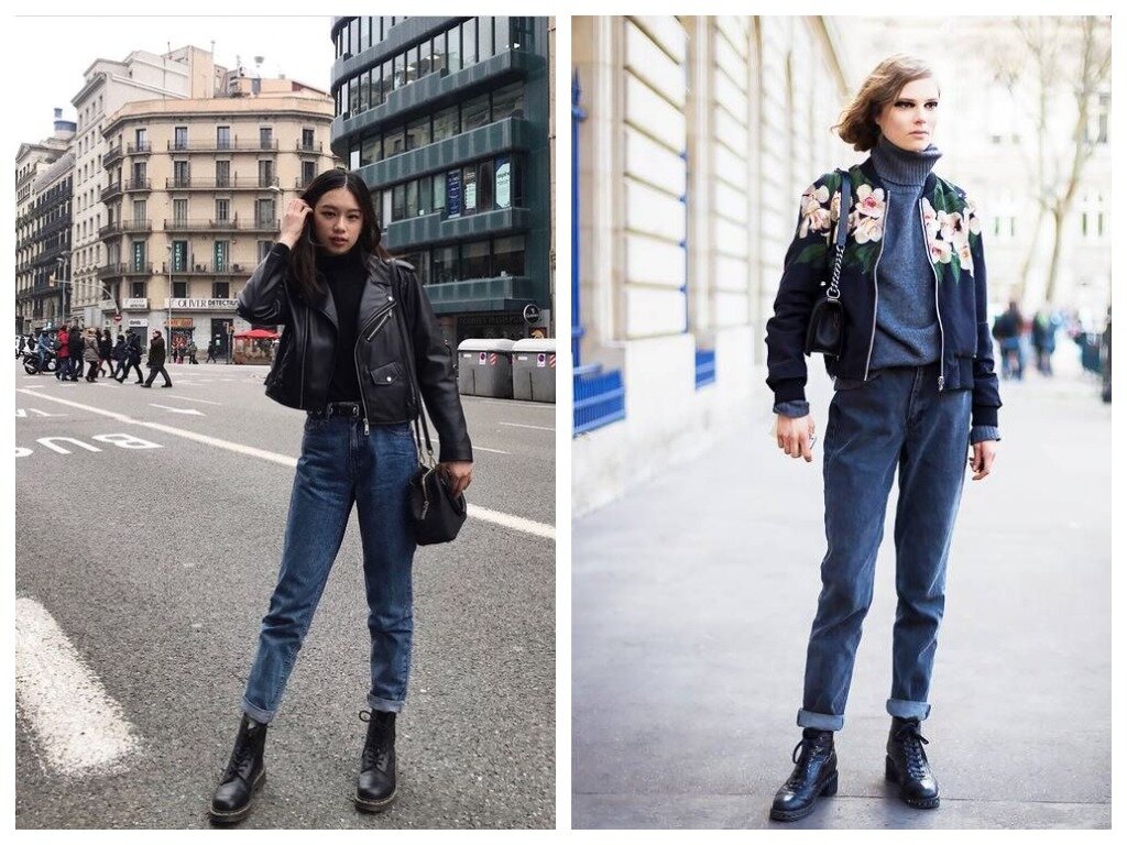 Как носить джинсы с ботинками женщинам зимой