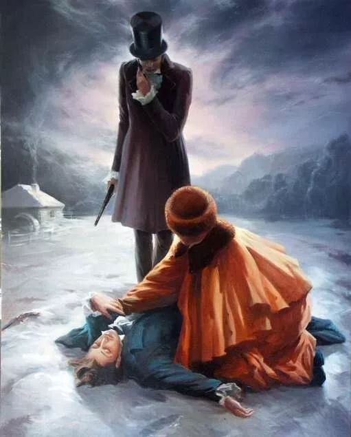 Онегин убивает на дуэли Ленского