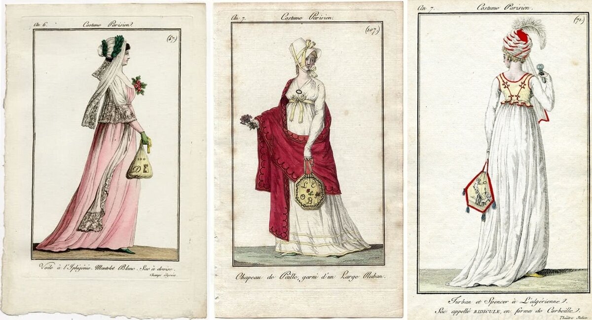 Модные гравюры из цикла "Сostume parisien" 1800-х гг.