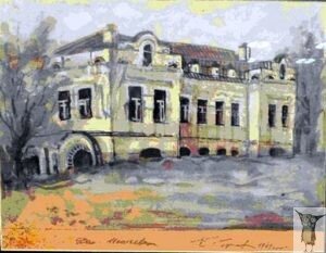 Борис Павлович Глушков Дом Ипатьева 31х36 бумага акварель гуашь 1949 г