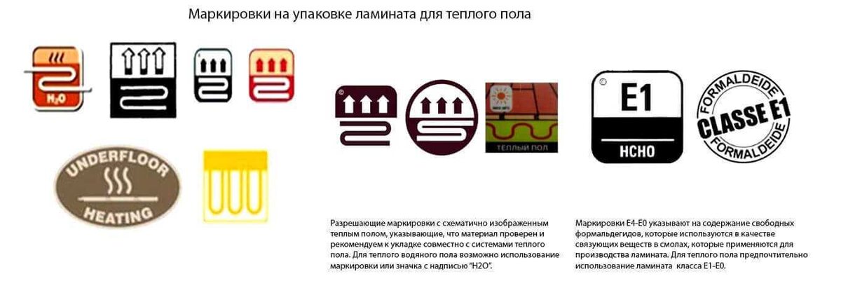 Маркировки на упаковке ламината для теплого пола