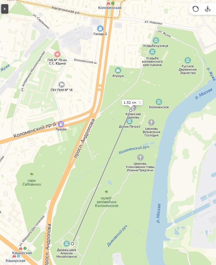 Карта москвы коломенское