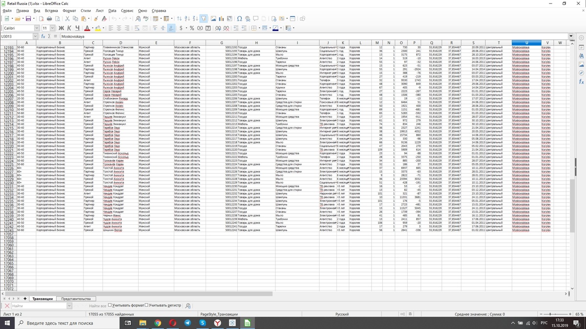 Для построения дашборда используется таблица с информацией о всех транзакциях за последние 4 года. По легенде у нас данные интернет магазина. 
