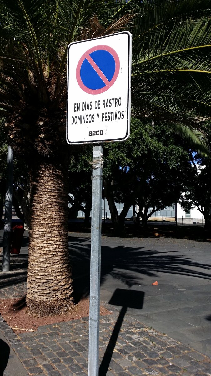 Знак запрещает парковку на всей улице во время проведения rastro