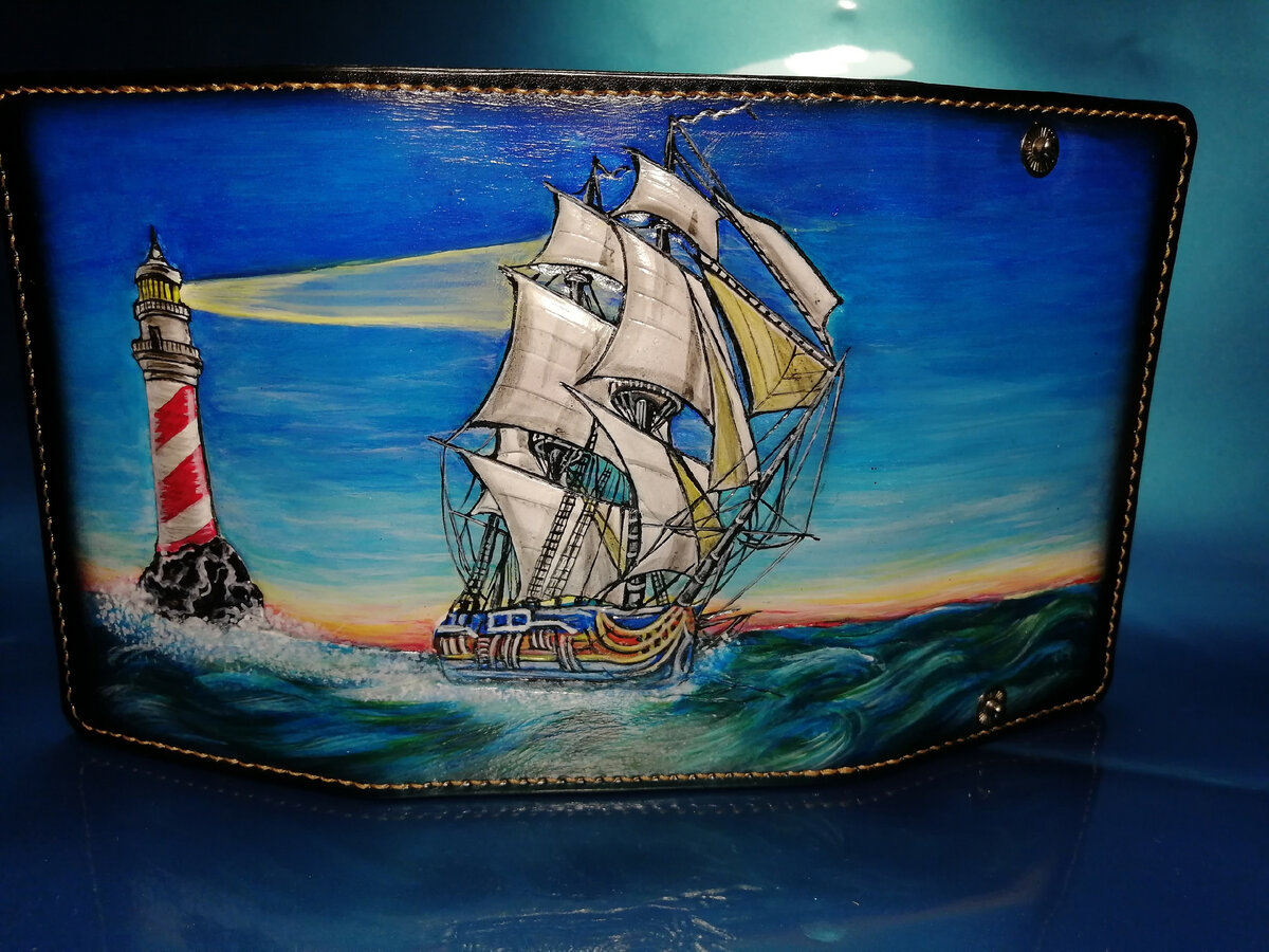 Ключница-портмоне. Изделия из кожи. СКСтиль. На закате дня.