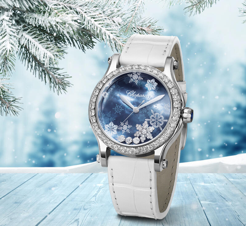 Часы Chopard Happy Sport Snowflakes в 36 мм корпусе из стали с бриллиантами по безелю, тремя плавающими бриллиантами и снежинкой