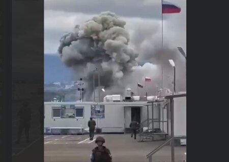    Обнародовано видео с ударом по российской базе в Нагорном Карабахе