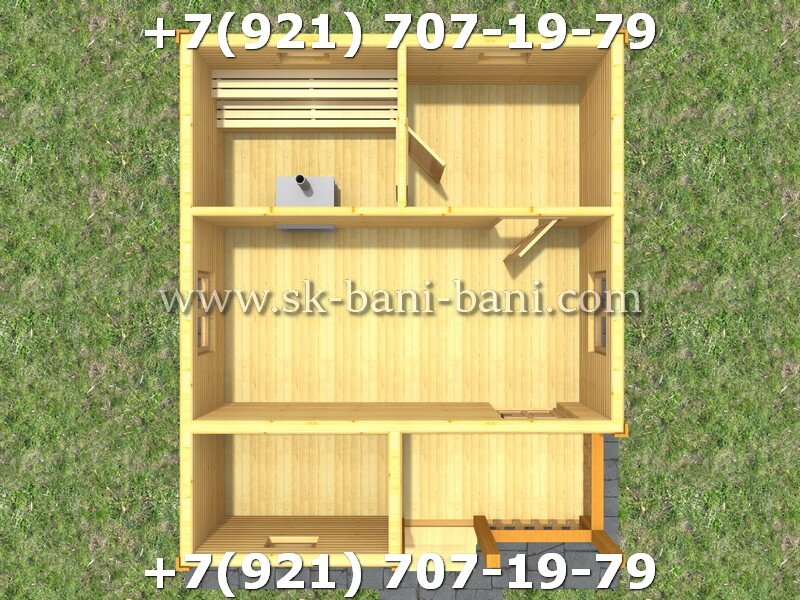 Планировка бани 5х6 из сухого бруса 140х140 с печкой под ключ