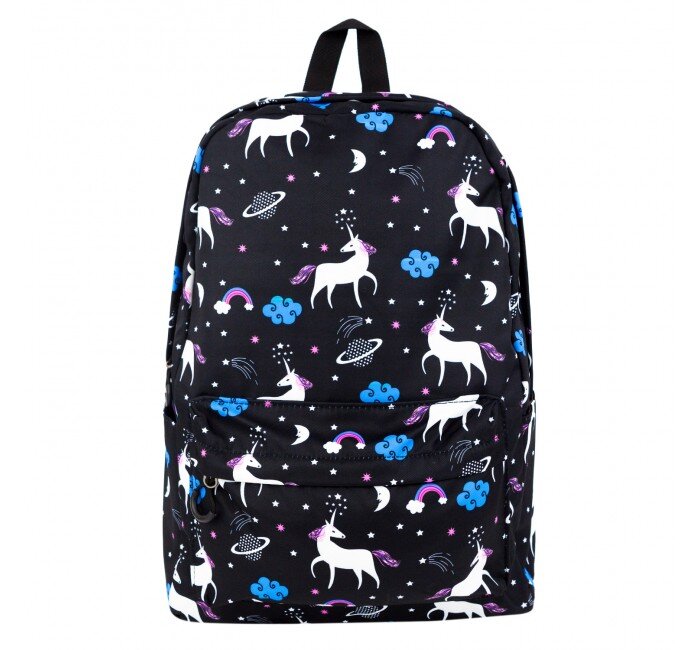 Рюкзак Kawaii Factory Единороги в космосе большой черный