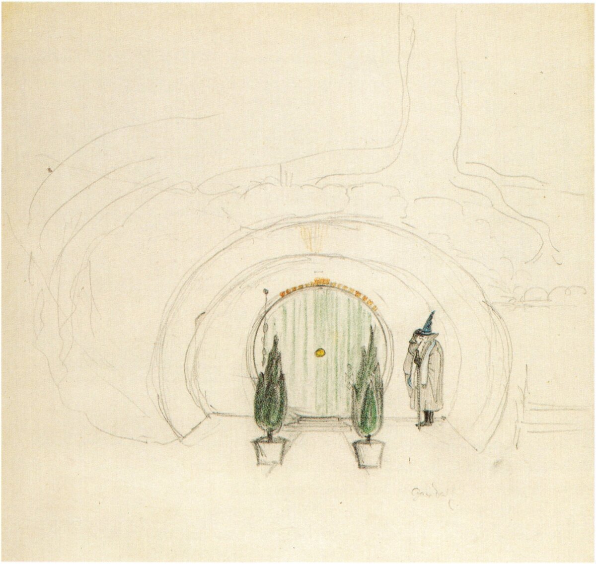 Рисунки дж. («Рисунки Дж. Р. Р. Толкина», № 36. Хоббит 1937 иллюстрации. Толкиен рисунки автора врата. Бильбао Хоббитон рисунок.