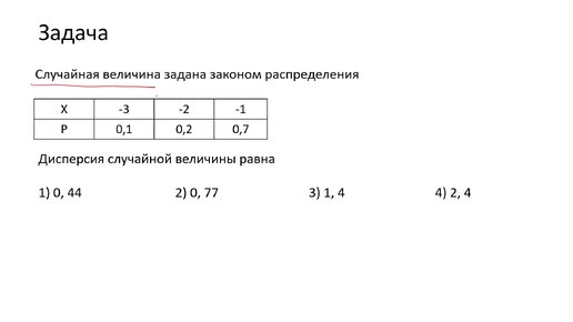 Вычисление математического ожидания дискретной случайно величины по определению (A1)