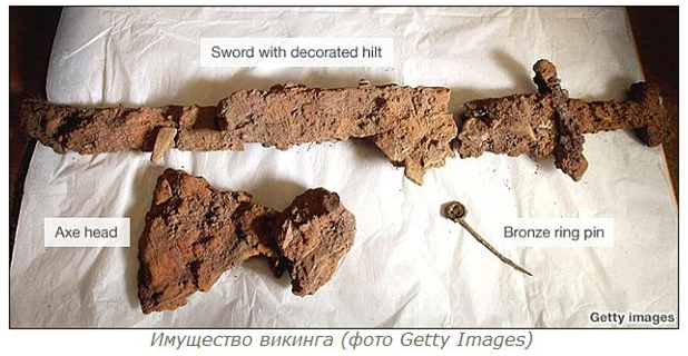 Рисунок 2. Фрагменты имущества викинга из захоронения в лодке, X век.