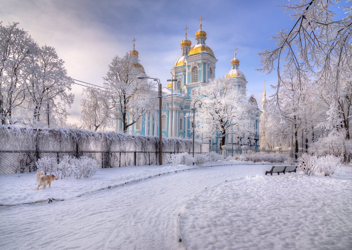 Костел на минеральной СПБ зимой