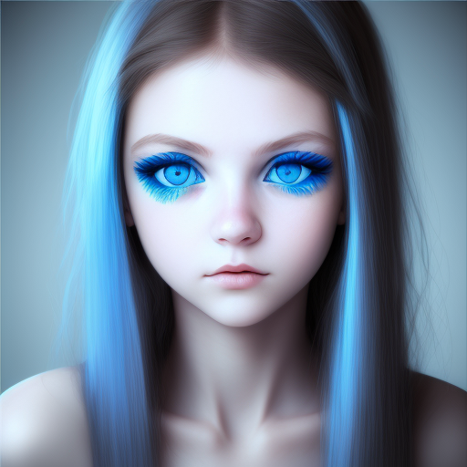 Глаза - это ОК, а вот волосы и фон красить никто не просил, но ведь так программе проще выполнить запрос, если всё синее - то и глаза точно будут синие.
Prompt: girl with blue eyes