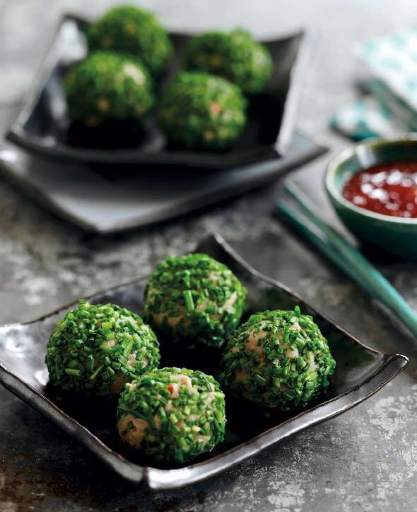 Свиные шарики с зеленым луком