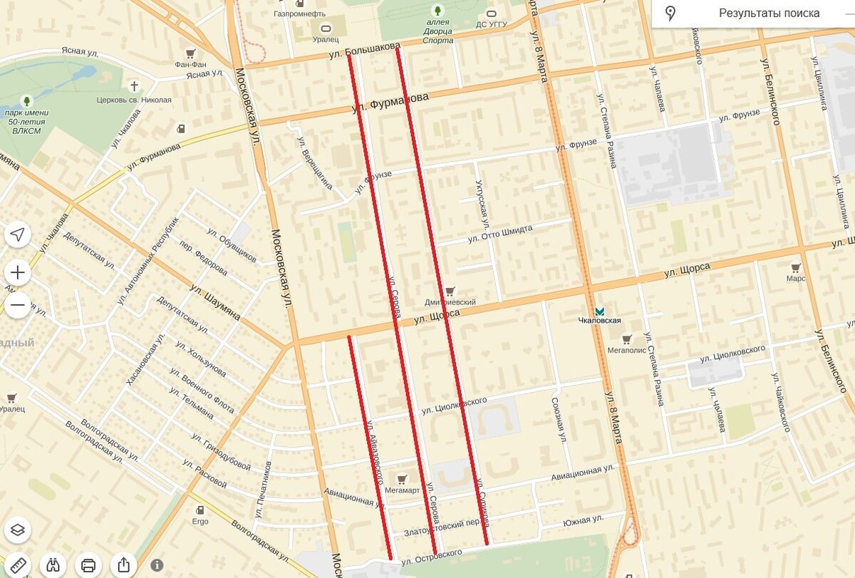 Серова - Сурикова - Айвазовского (Екатеринбург)  © Яндекс