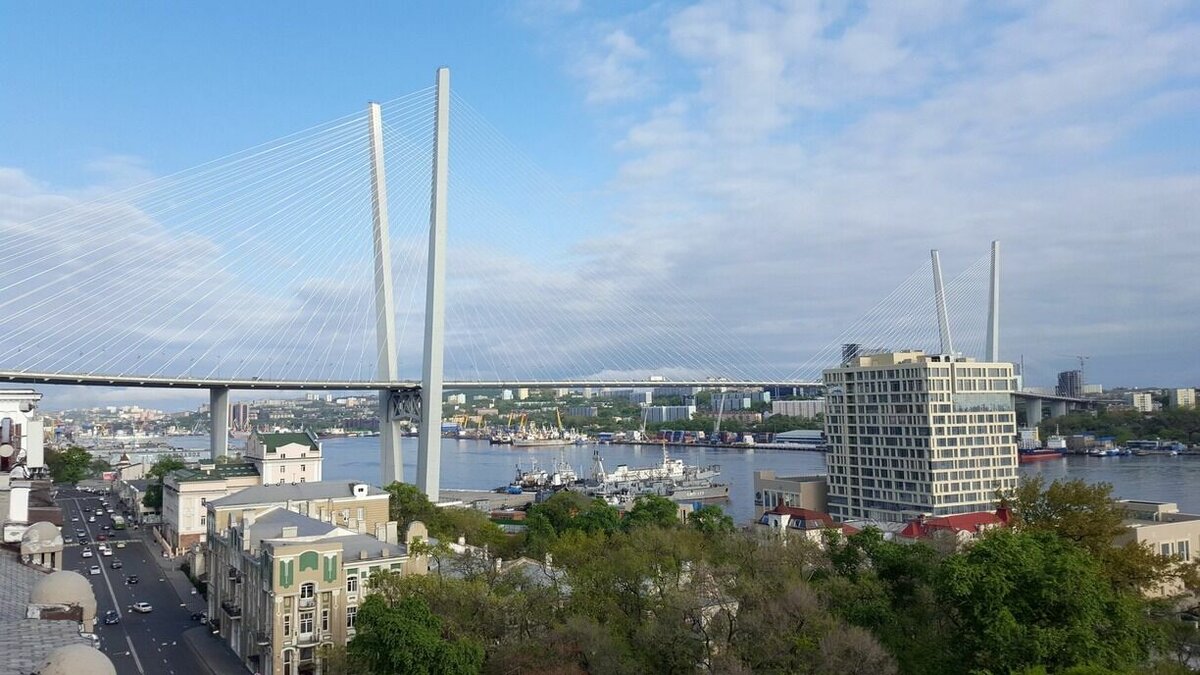 Мост через золотой Рог Владивосток днём