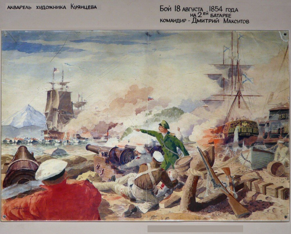 На самом деле первый бой состоялся 19 августа. Акварель капитана дальнего плавания и художника Павла Куянцева (1912-1997).