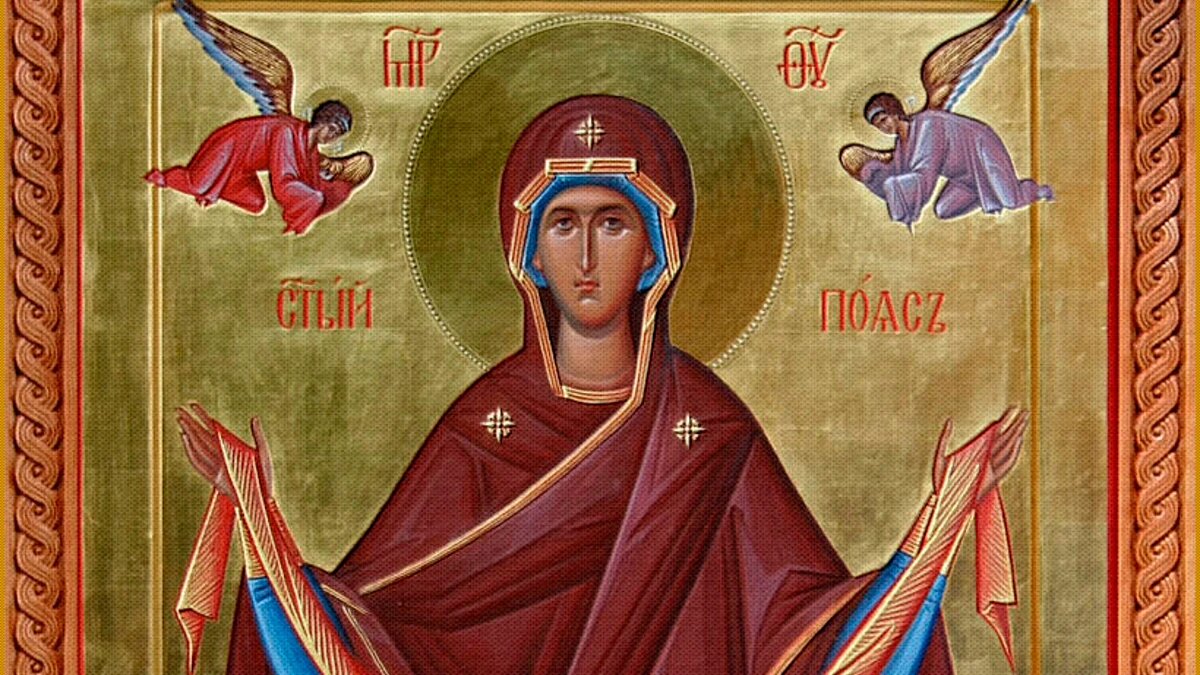 Положение Честного Пояса Пресвятой Богородицы. Фрагмент иконы. Фото: azbyka.ru