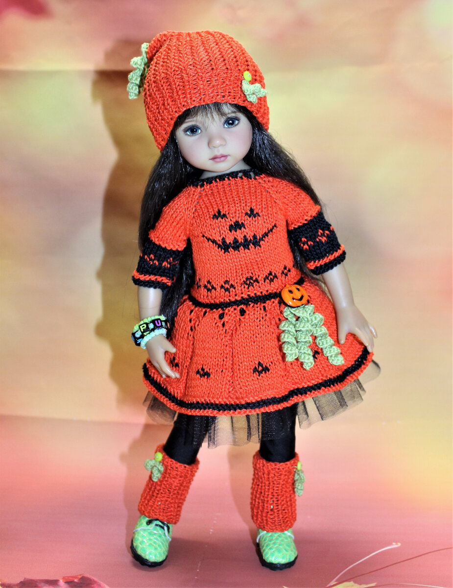 Аутфит тыковки для Little darling, рост куколки 35 см, фото и работа автора.