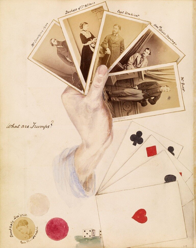 Eva Macdonald (English, 1846/50–?); What Are Trumps? ; from the Westmorland Album, 1869 Collage of watercolor and albumen prints; The J. Paul Getty Museum, Los Angeles