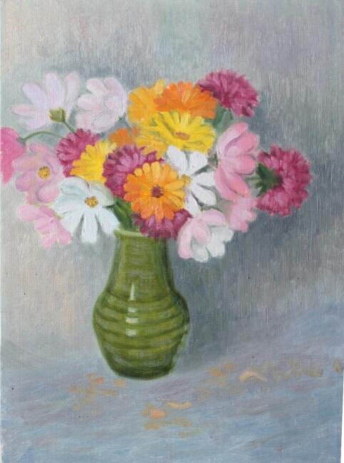 Работа автора "из раннего" (студенческие годы). Финские ромашки. 30х40. картон, масло.