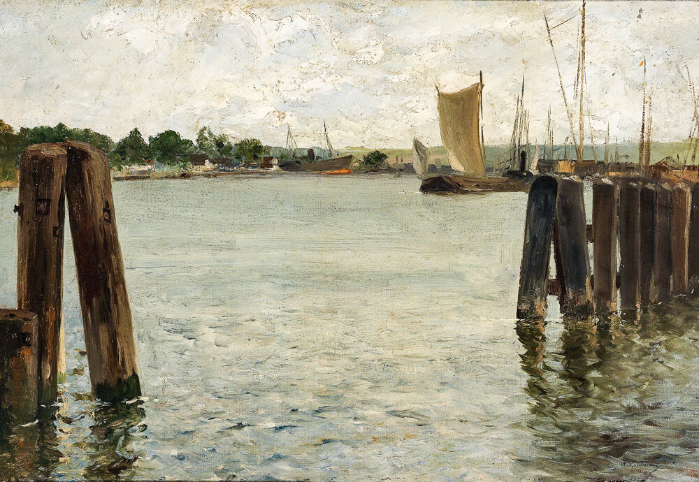 Художник Адольф Кауфман "Вид на побережье Северного моря"