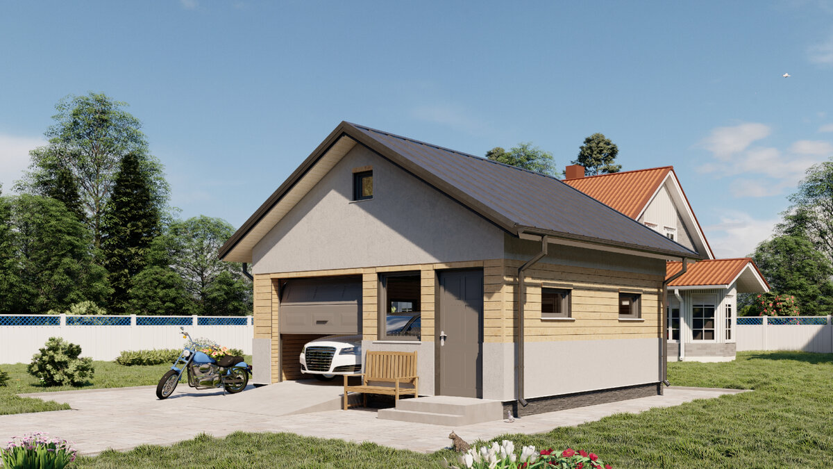 Проект однодверного гаража 6х6 м