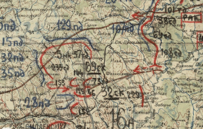 Карта положения войск Западного фронта на 31 июля 1941 года Архив ЦАМО Фонд: 208, Опись: 2511, Дело: 478  сайт Память народа