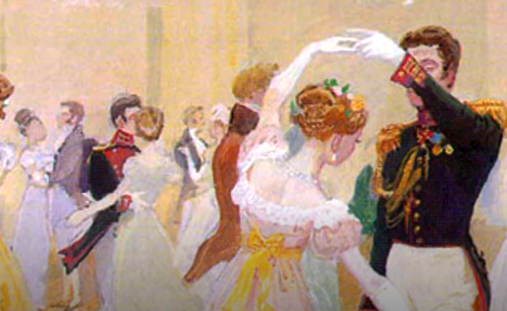 Чья голова послужила чашей на балу. Бал 19 века в России. Бал 19 века рисунок. Онегин Петербургский бал.