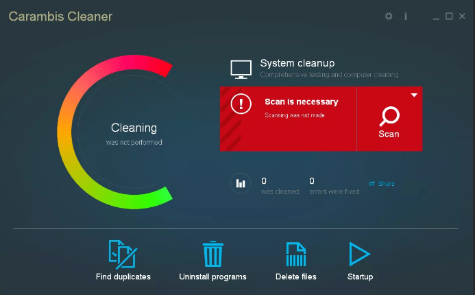 Carambis Cleaner находит повторяющиеся файлы, устраняет неполадки с ОС, выполняет другие работы по оптимизации работы ПК