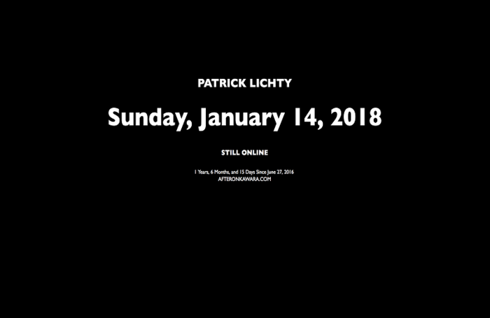 Патрик Лихти. After On Kawara. 2016. Веб-арт. 