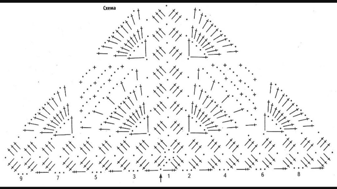 Схема узора для шали крючком из открытых источников интернета
