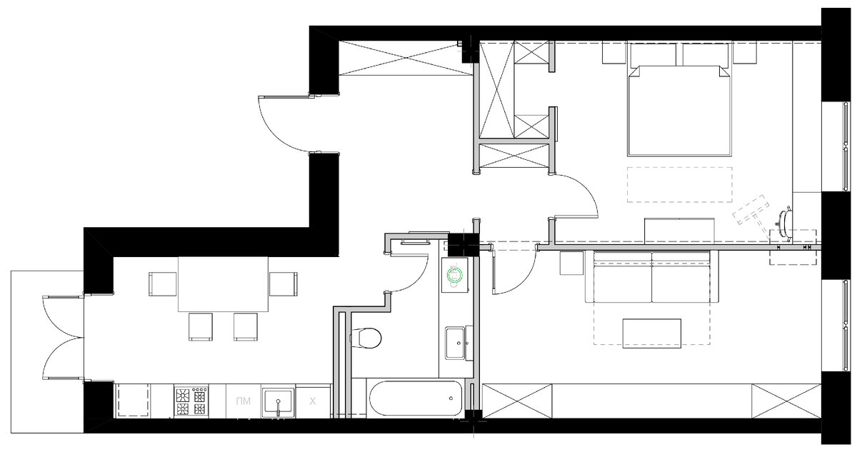 Другой вариант планировки. Дизайн: Людмила Пискарева.