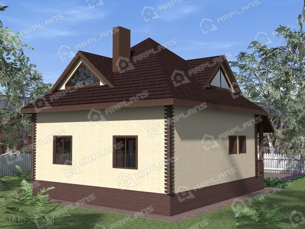 Фото 2 двухэтажного дома из блоков с мансардой, 3 спальнями и газовой котельной. Общая площадь 126 кв м. Источник arplans.ru 