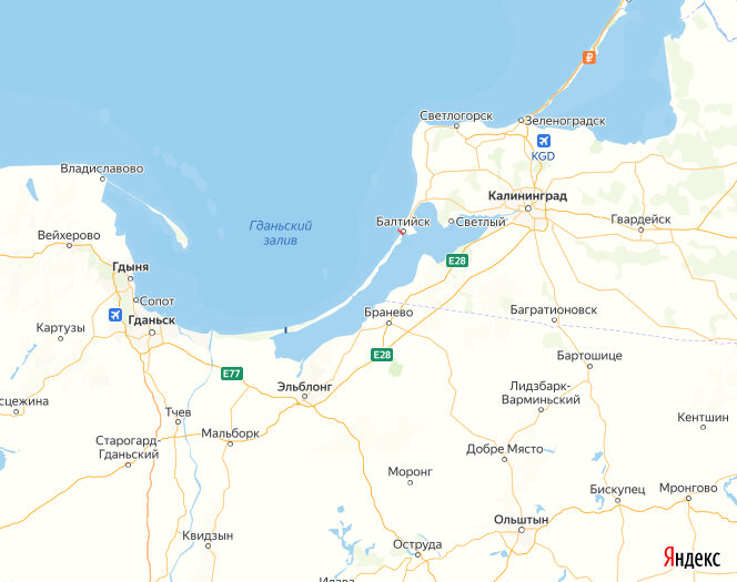 Синим – новый канал. Красным – Балтийский пролив