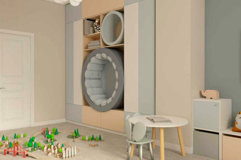 Необычный шкаф с интегрированным креслом