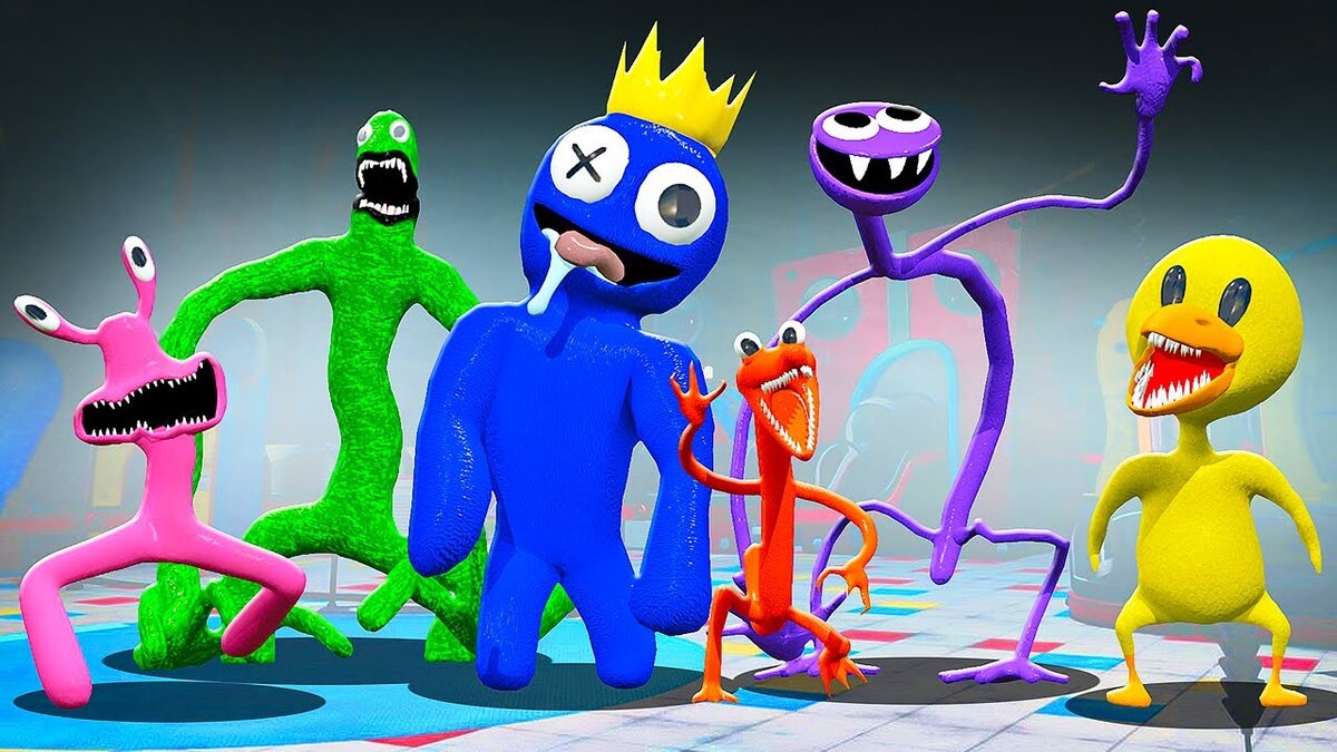 Это многопользовательская игра в которой нужно прятаться в коробку собирать кубики собирать предохранители собирать корм ходить с фонариками ходить в коробке и многое другое. Там есть персонажи Блу Оранжевый Цыпленок Розовый Розовая королева Грин Желтый.И можно покупать коробки