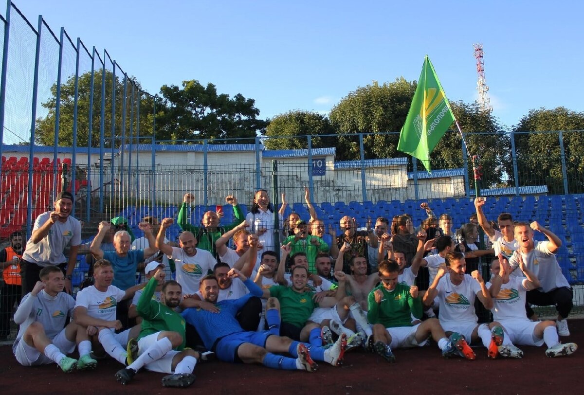    «СтавропольАгроСоюз» празднует выход в 1/64 финала Кубка России. Фото: Соцсети ФК «СтавропольАгроСоюз»