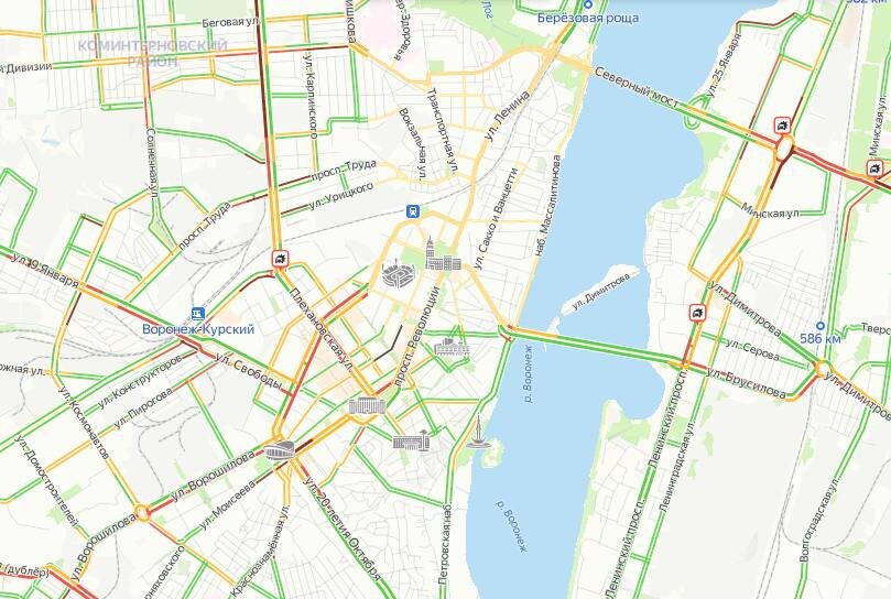 Показать на карте маршрут воронеж