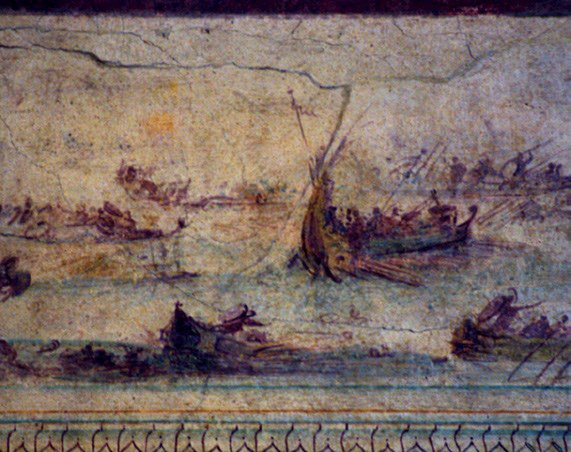Сцена морского боя с фрески Виллы Фарнезины (Рим, Национальный музей Рима)