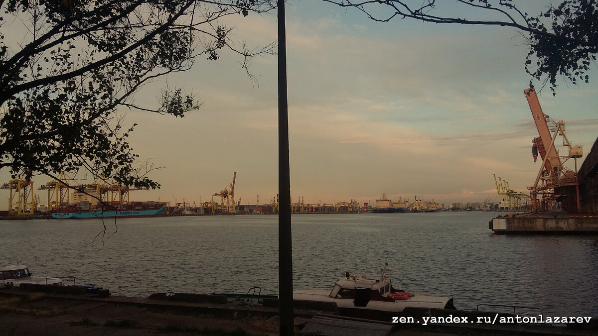 Вид на Угольную гавань от раздевалки. Справа на фото - Балкерный терминал.