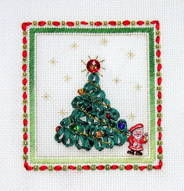 елка вышита швом "петля вприкреп"