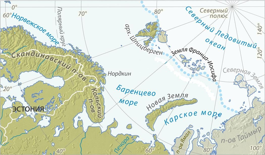 Какие острова находятся в северном ледовитом океане. Баренцево море на карте. Баренцево море на карте Северного Ледовитого океана