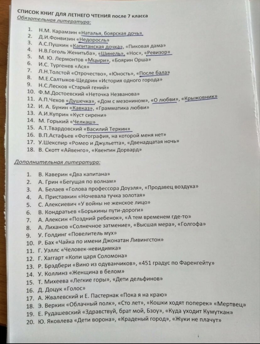 Этот список я составляла под конкретный класс, их уровень развития читательских интересов и запросов. Примерно так выглядят и остальные.