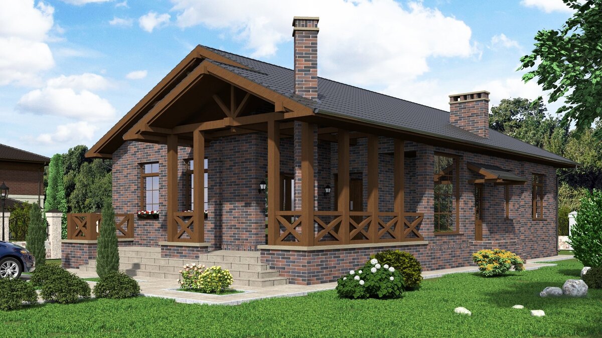 Стиль шале с традиционным кирпичным фасадом