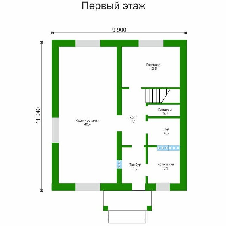 Метраж получился больше, чем на найденной планировке. 