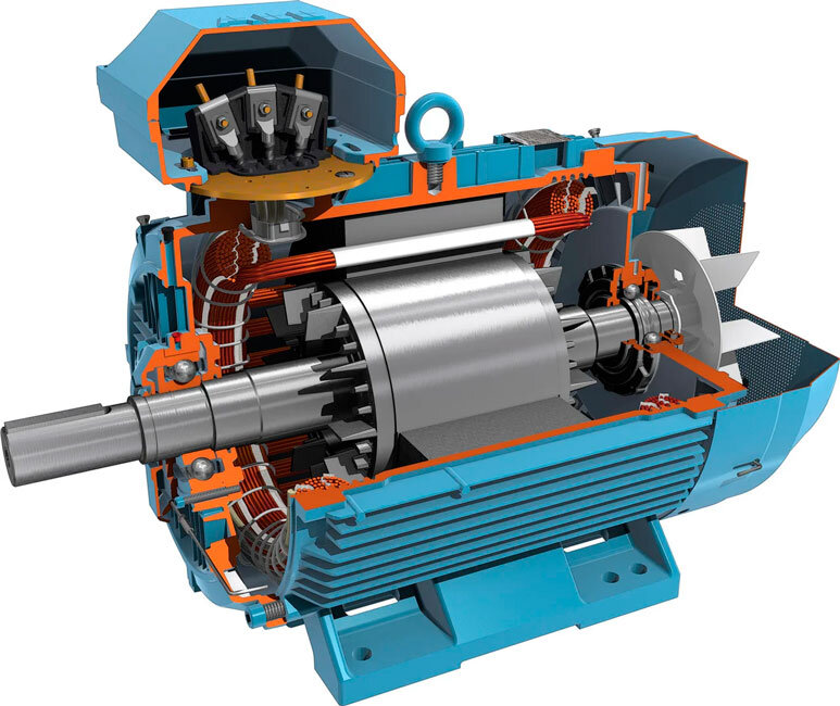 асинхронный двигатель в разрезе